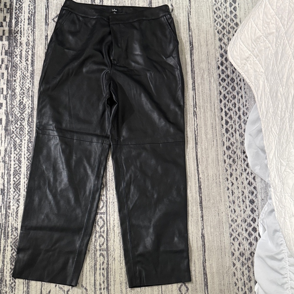 Lulu's Black Faux Leather Straight Leg Pants
